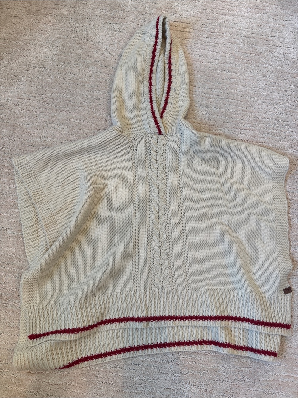 Roots Kids Cream Hooded Poncho